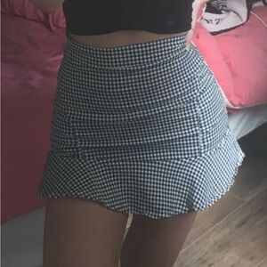 Gingham Checkered Skirt - Black and White